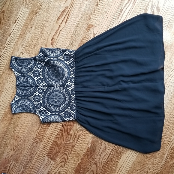 (M) HeartSoul Fit & Flare Mini Dress Crochet Look Top Boho Classic Cottagecore - Picture 10 of 10